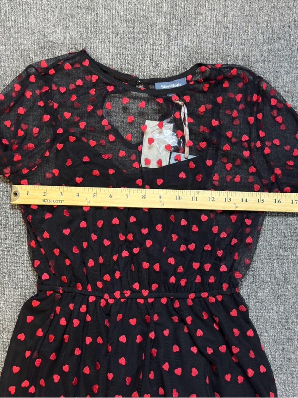 Modcloth Black Dress‎ with Red Heart Pattern Size Small - Picture 8 of 15